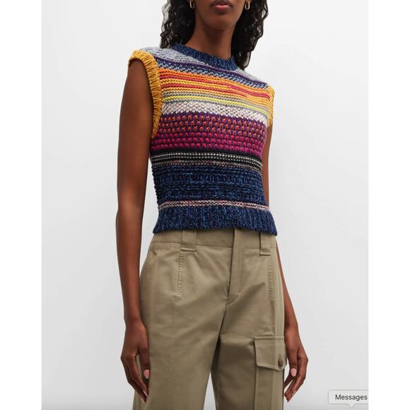 Chloé Striped Sleeveless Cashmere Sweater - Picture 6 of 13
